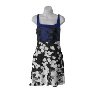 B0 NWT NARCISO RODRIGUEZ Blue/Black Vine With Print Dress Size 38